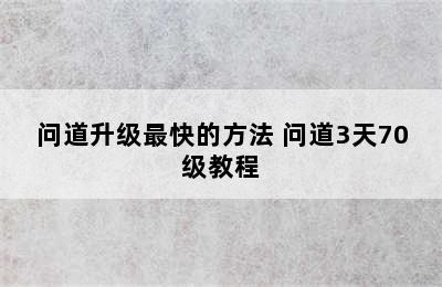 问道升级最快的方法 问道3天70级教程